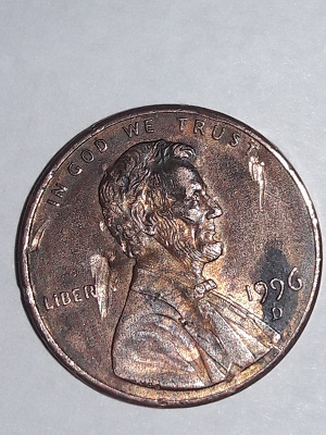 1996-D-Crazy-Looking-Penny-/-1916-Wheat-Penny